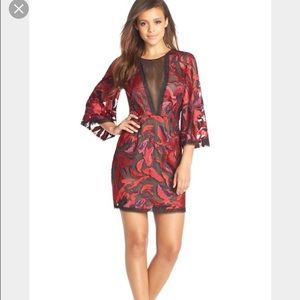 BCBG Yasmyn Embroidered Long Sleeve Dress